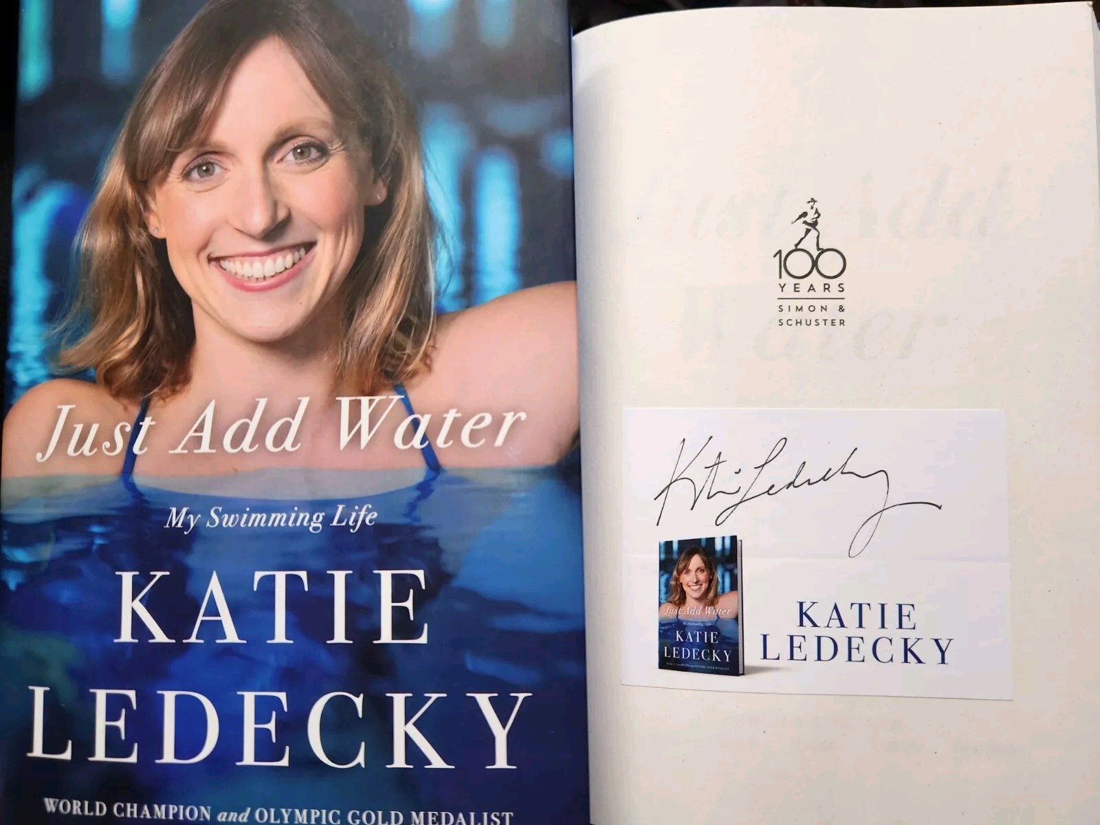AUTOGRAPHED Katie Ledecky SIGNED Book JUST ADD WATER Olympics Swimmer AUTOGRAPH