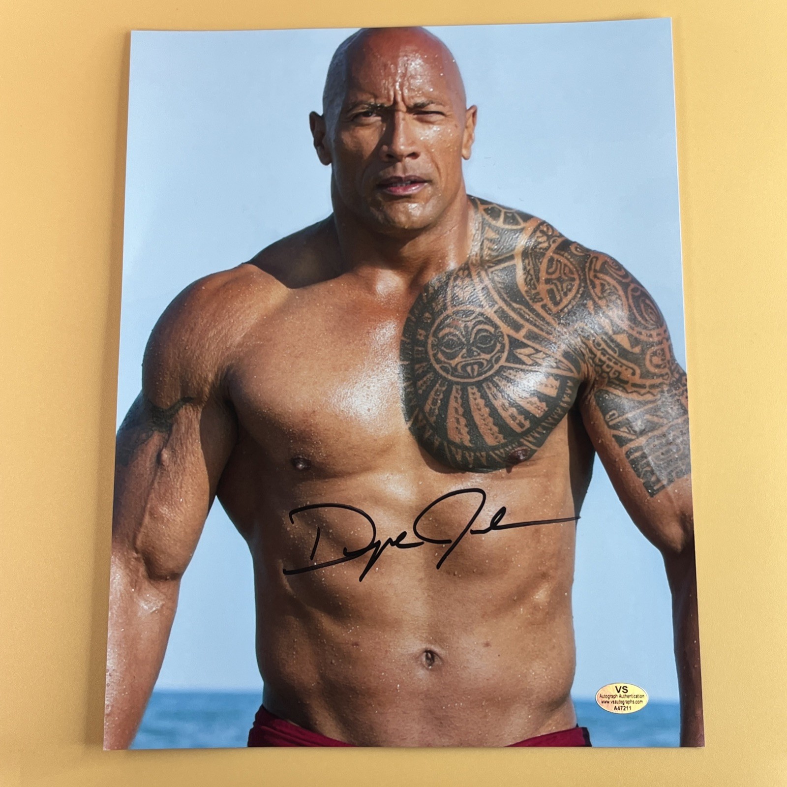 Dwayne ‘THE ROCK’ Johnson ‘Baywatch’ Autographed 8.5×11 Signed Photo COA