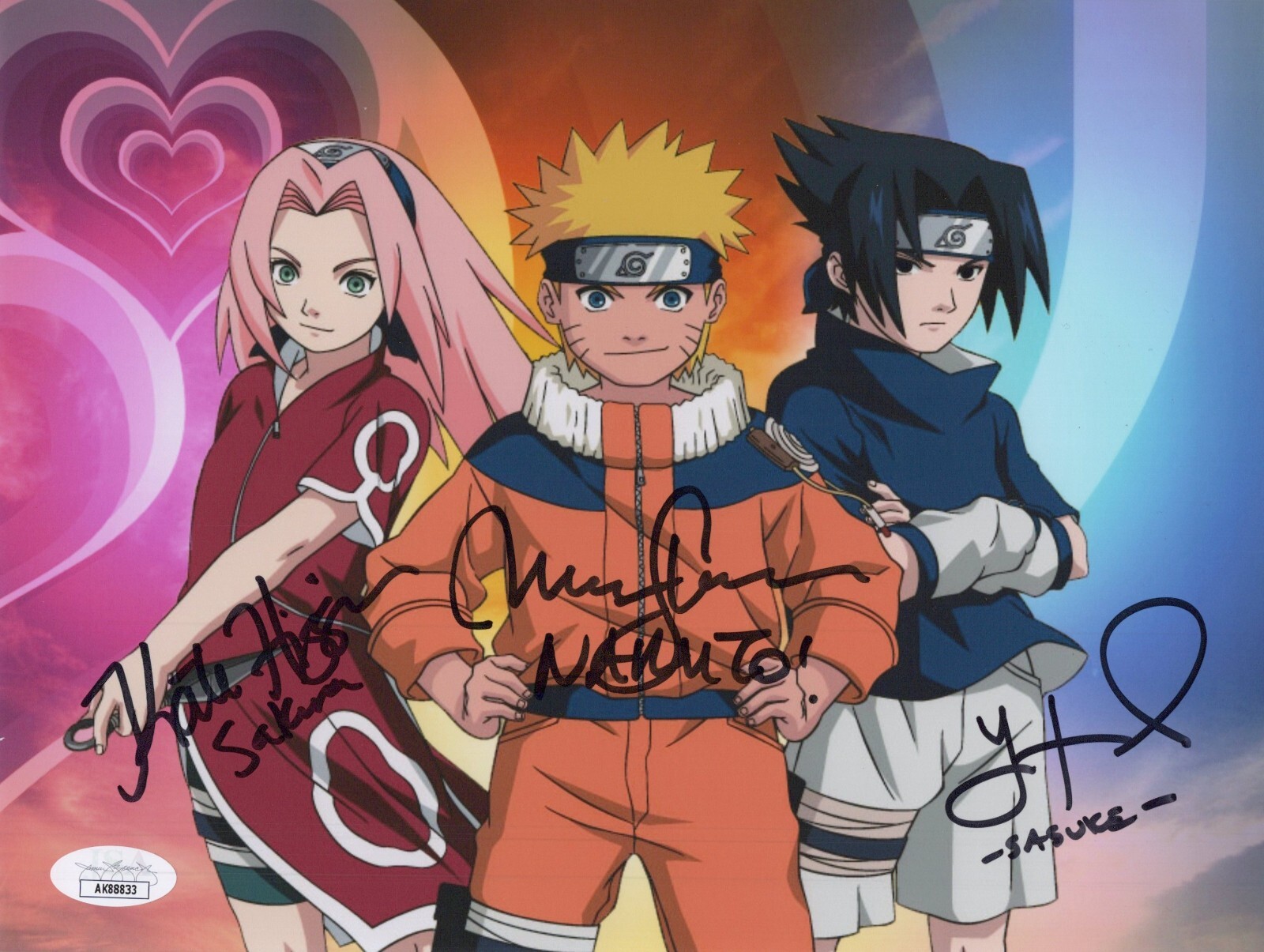 YURI LOWENTHAL & MAILE FLANAGAN +1 Signed NARUTO SHIPPUDEN 8×10 Photo JSA COA