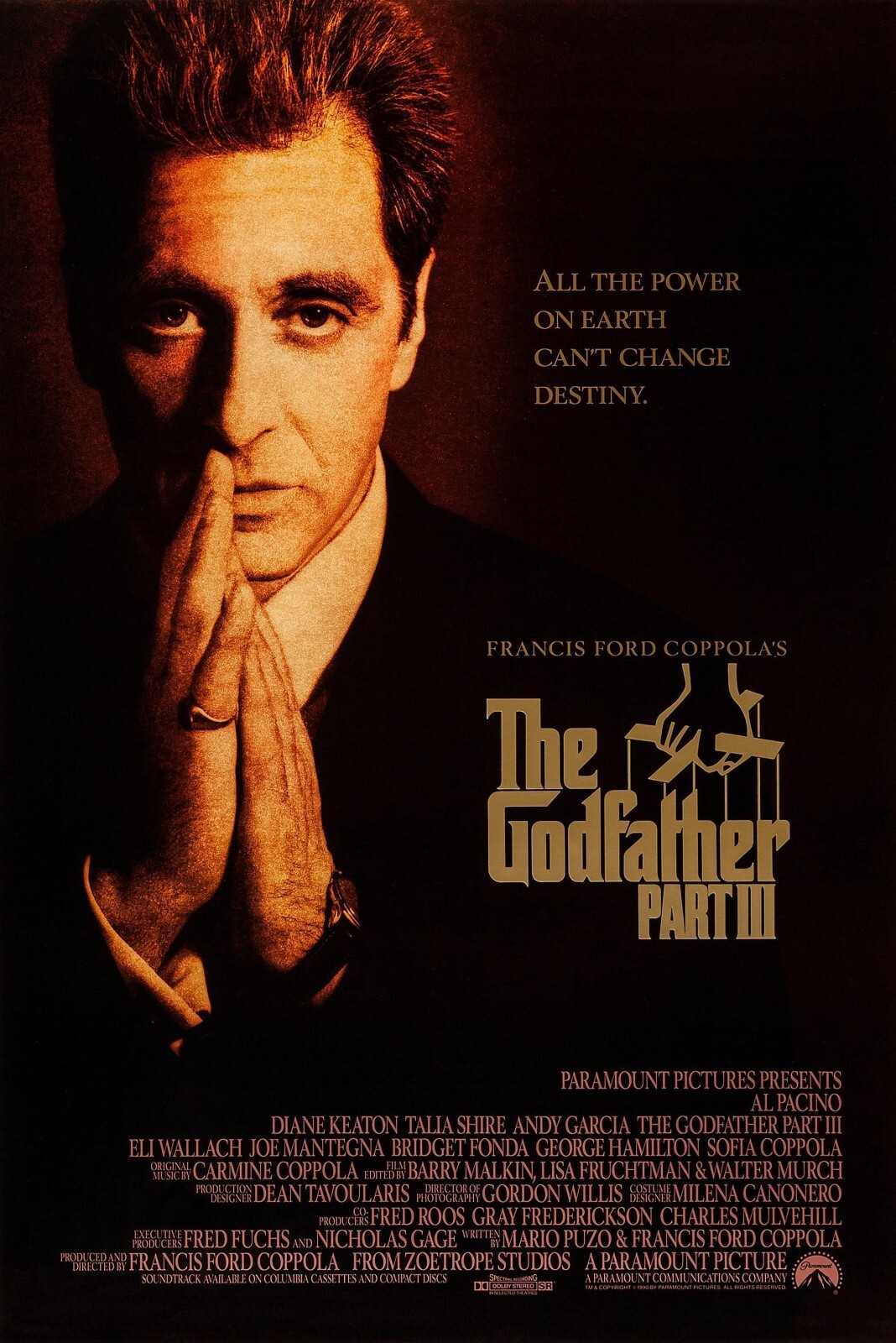 1990 The Godfather Part 3 Movie Poster 11X17 Michael Corleone Al Pacino 🕴🏻🍿