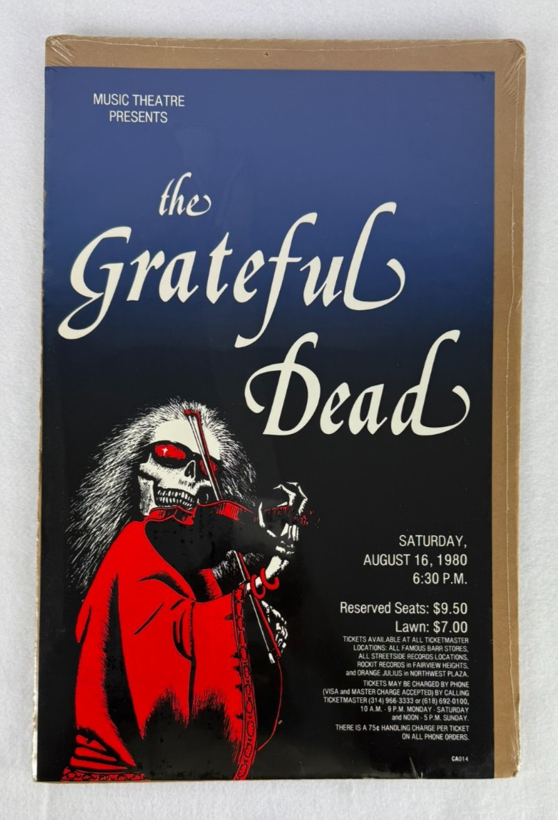 Grateful Dead 1980 Music Theatre Concert Poster 19×12 Sealed NOS RARE Conditon