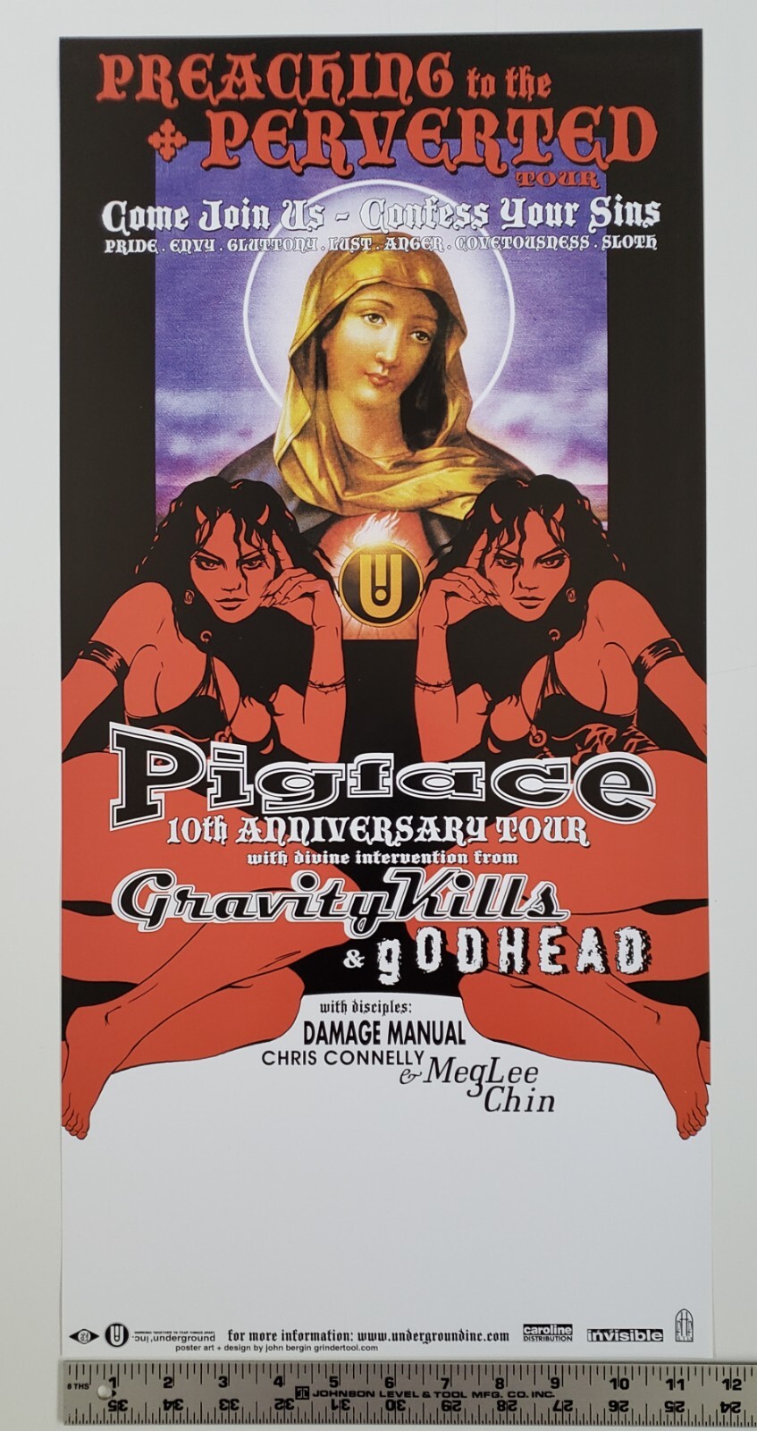 Pigface Preaching 10th Anniversary Rare Original 2001 11.75×24 Promo Poster