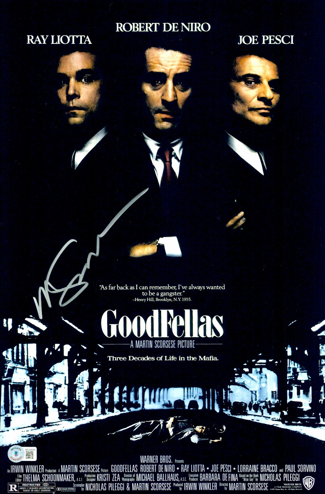 MARTIN SCORSESE SIGNED AUTOGRAPH GOODFELLAS PHOTO MINI POSTER BAS BECKETT