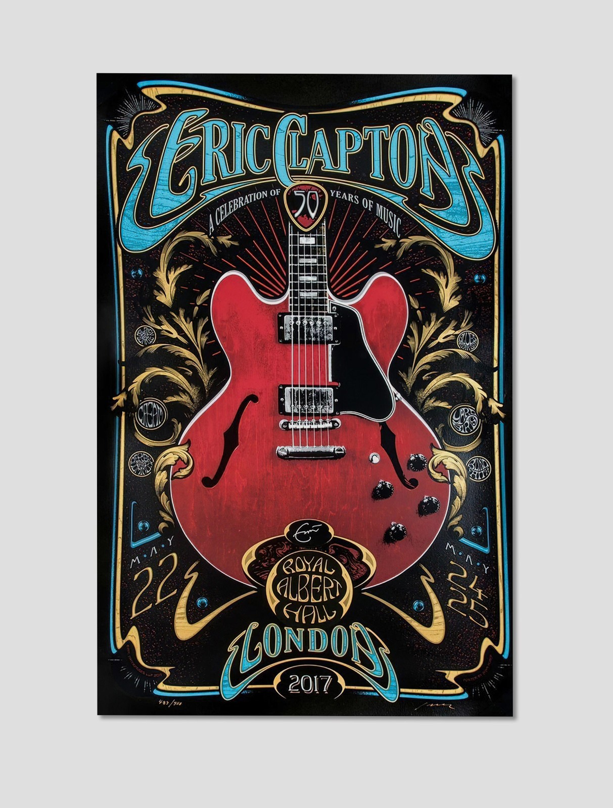 Eric Clapton 2017 Royal Albert Hall Guitar Giclee Print Poster 11×17 Wall Art