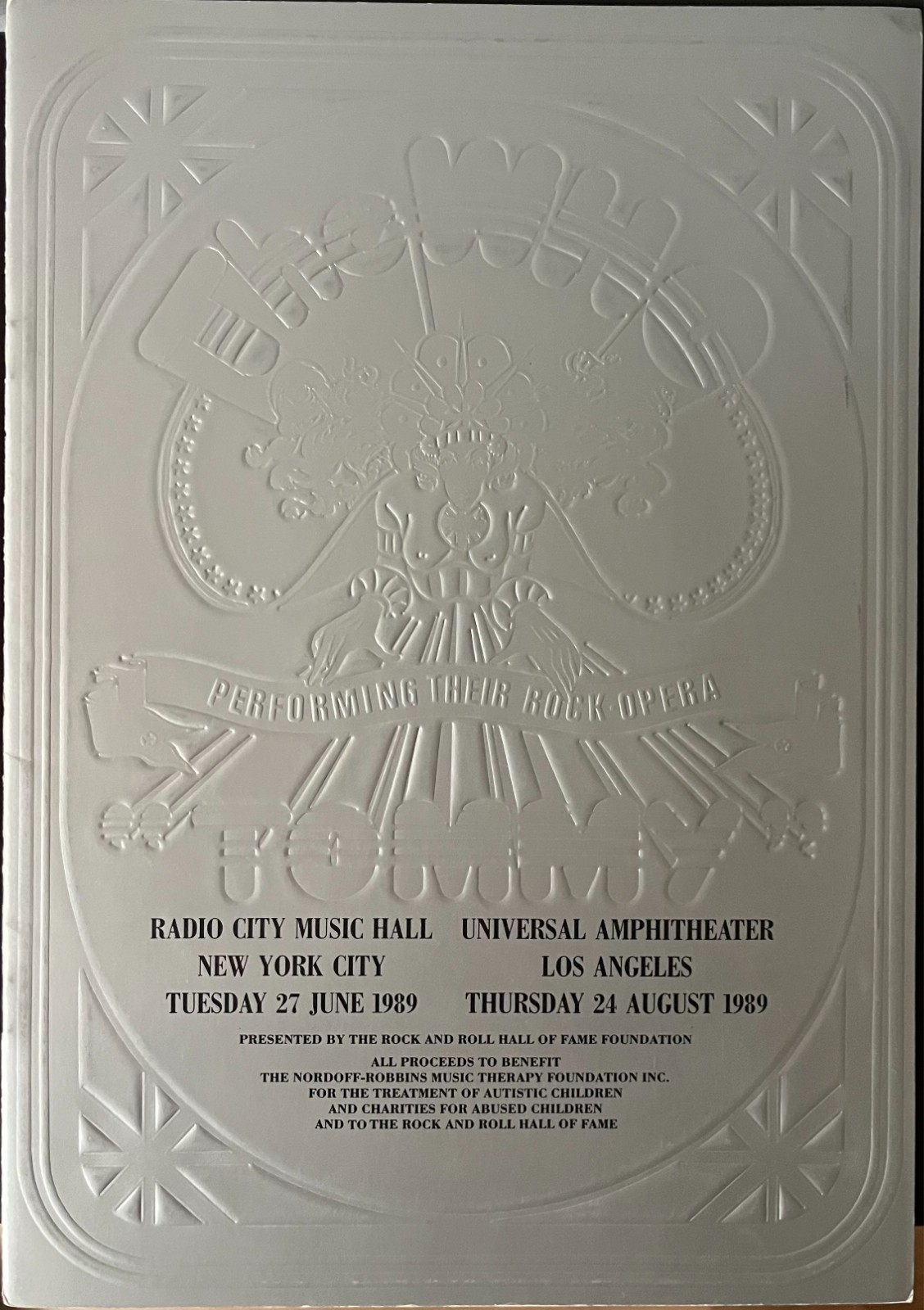 The Who Tommy Rock Opera Radio City Music Hall NY Tour Program!