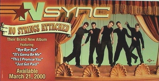 N’SYNC “NO STRINGS – AVAILABLE MARCH 2000” U.S. PROMO POSTER – Justin Timberlake