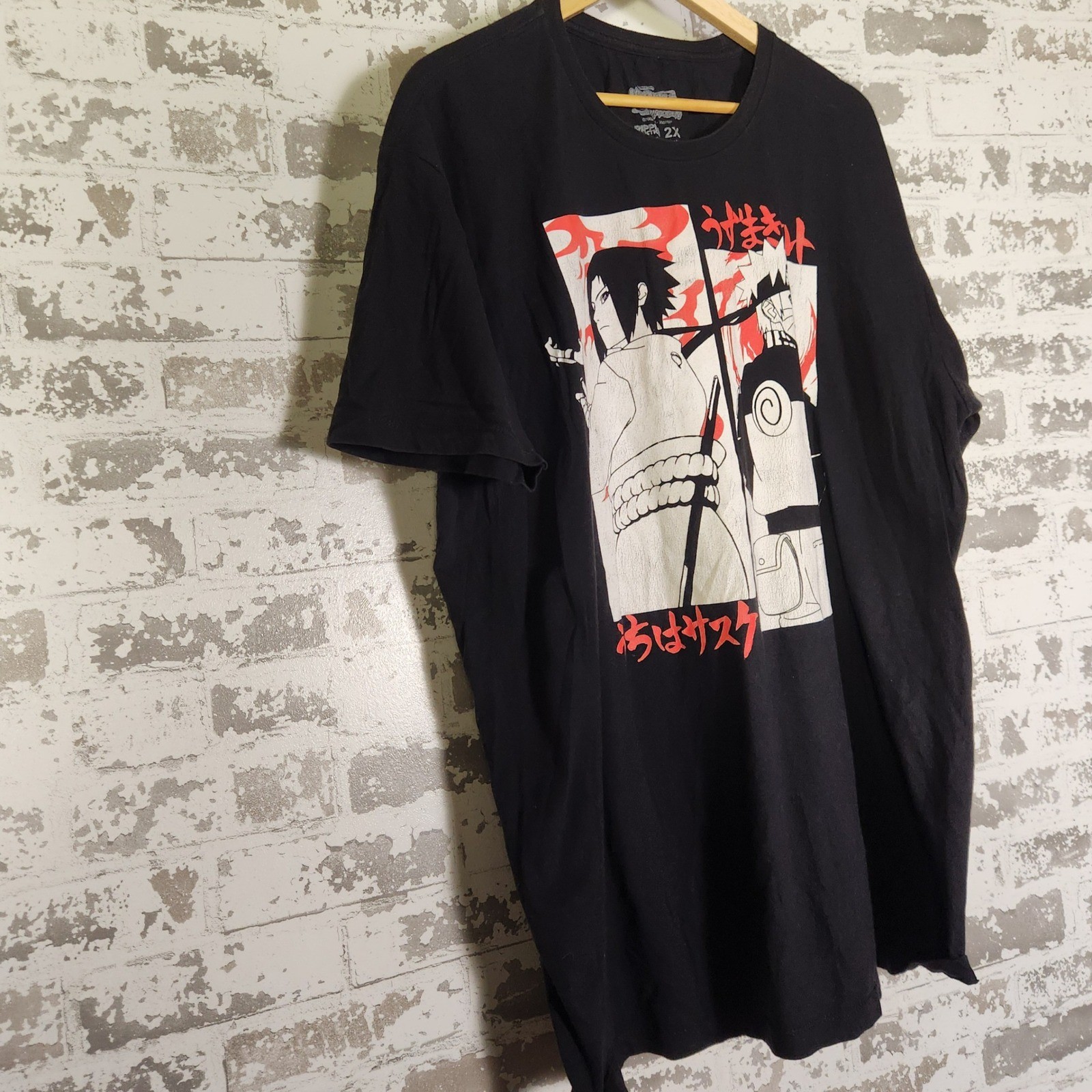 Naruto Shippuden Sasuke T-Shirt Ripple Junction Men’s 2X Black Graphic Anime Tee