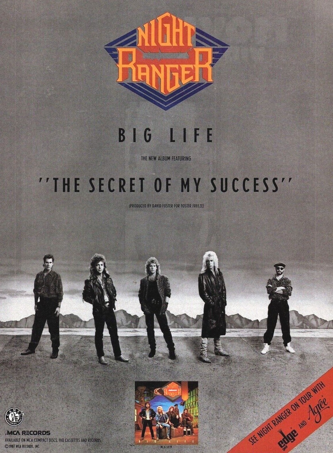 vtg 80s NIGHT RANGER BIG LIFE LP RELEASE PRINT AD Secret of My Success Pinup