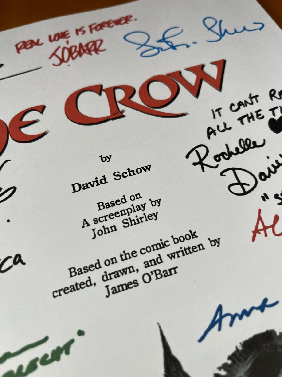 The Crow Script Signed- Autograph Reprints- Brandon Lee- Crow 1994