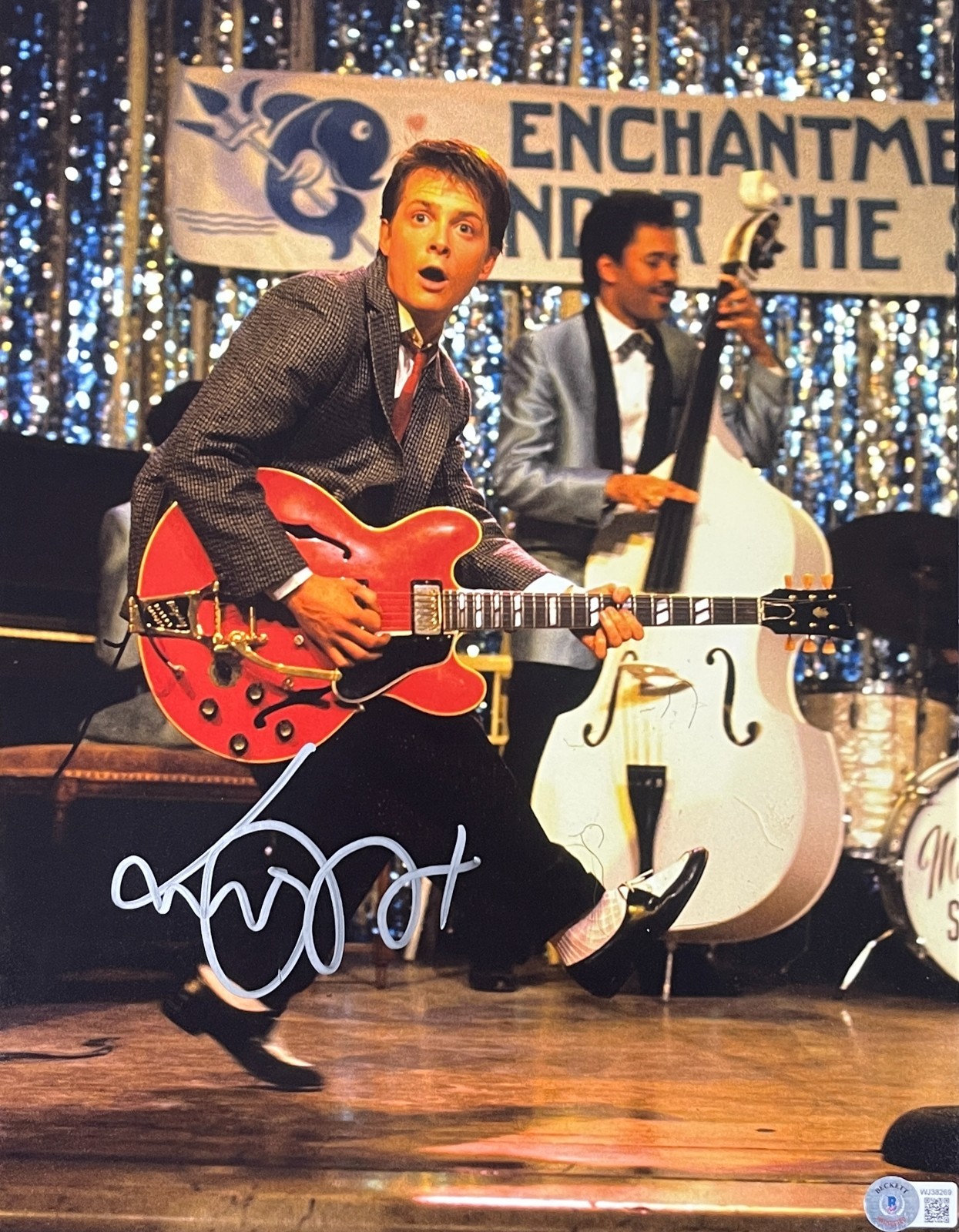 Michael J Fox Signed 11×14 Photo Back to the Future Autograph Beckett Witness