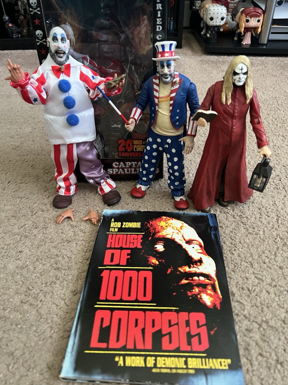 NECA Rob Zombie House of 1000 Corpses Spaulding, Otis, Chucky Figures and Movie