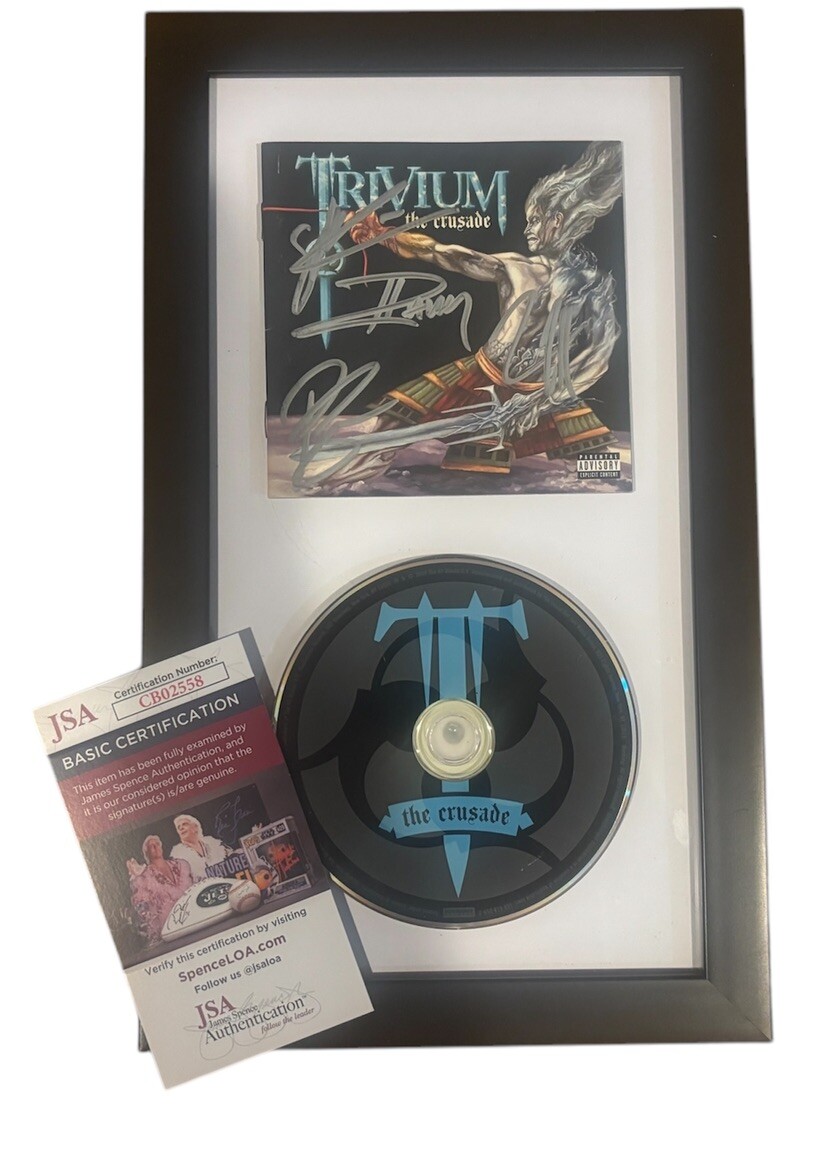 TRIVIUM THE CRUSADE SIGNED JSA FRAMED CD Autograph Matt Heafy +3 autographed