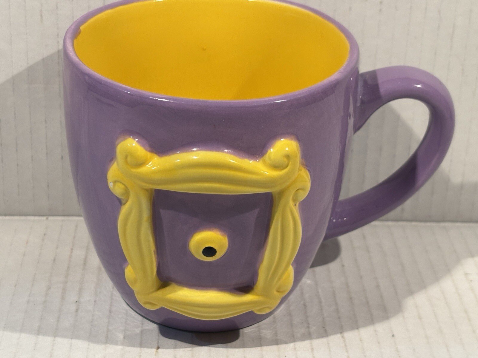Friends TV Show Coffee Mug Purple With Yellow Frame 22oz Mug RARE VTG