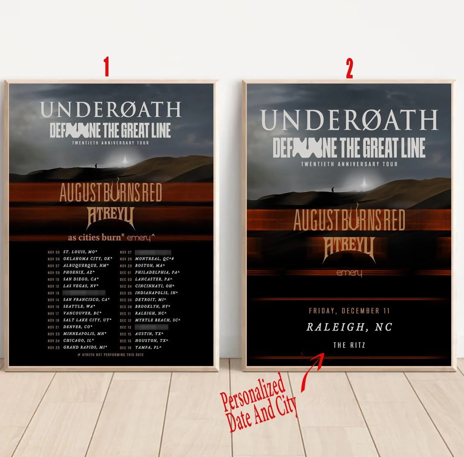 Custom Underoath The Great Line 20th Anniversary Tour 2026 Poster