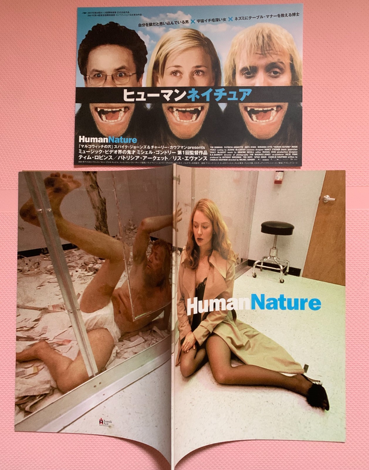 HUMAN NATURE 2001 JAPAN PRESS KIT pamphlet & FLYER Chalie Kaufman Michel Gondry