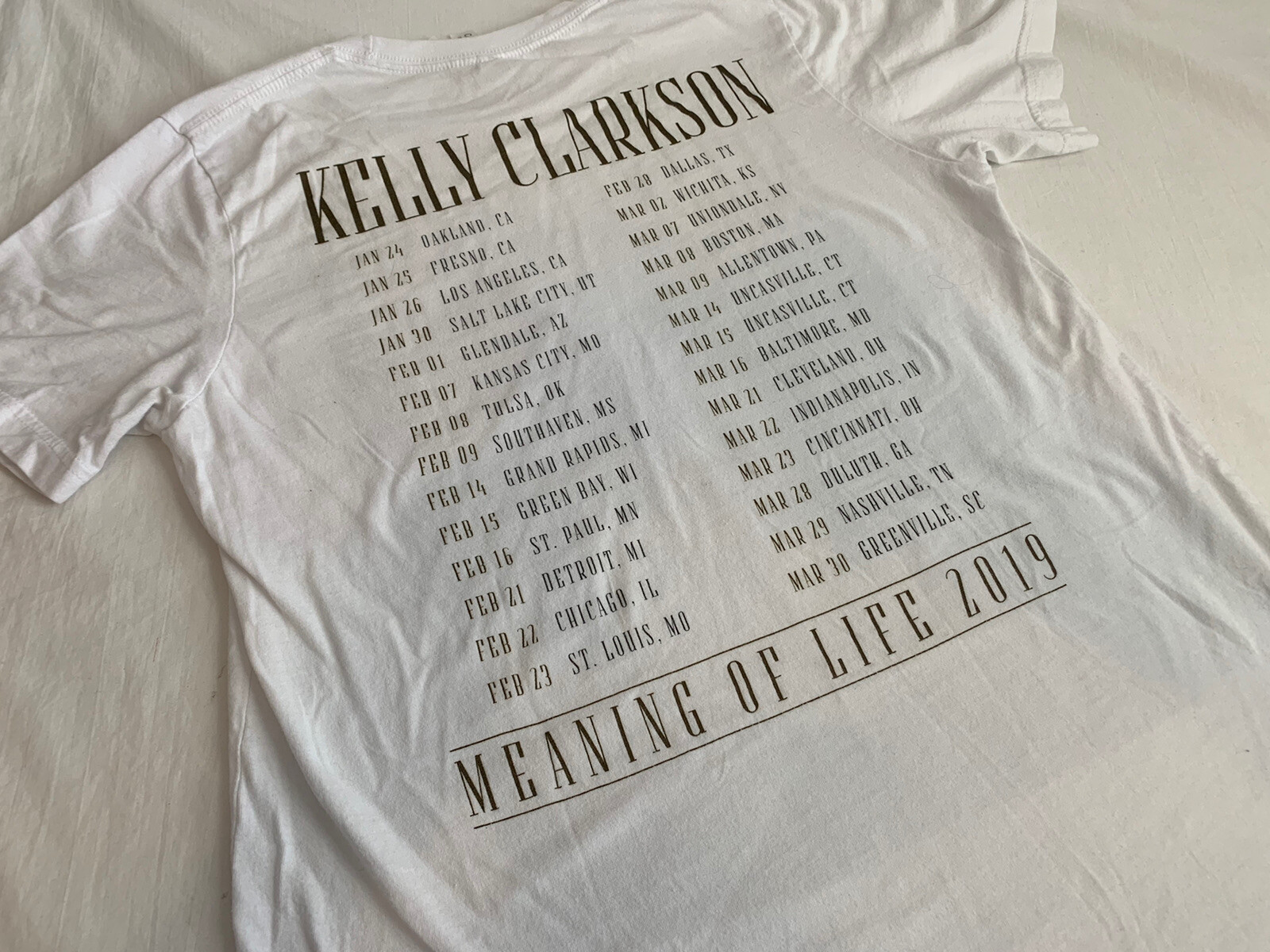 Kelly Clarkson Band T-Shirt Tour “Meaning Of Life” 2019 Woman’s Medium White