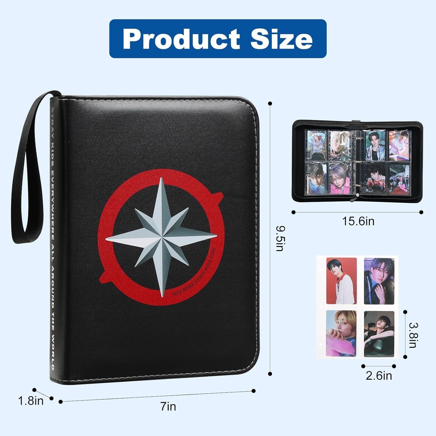 Stray Photocards Binder 400 Pockets Skz Album Photo Card Holder Merch Black