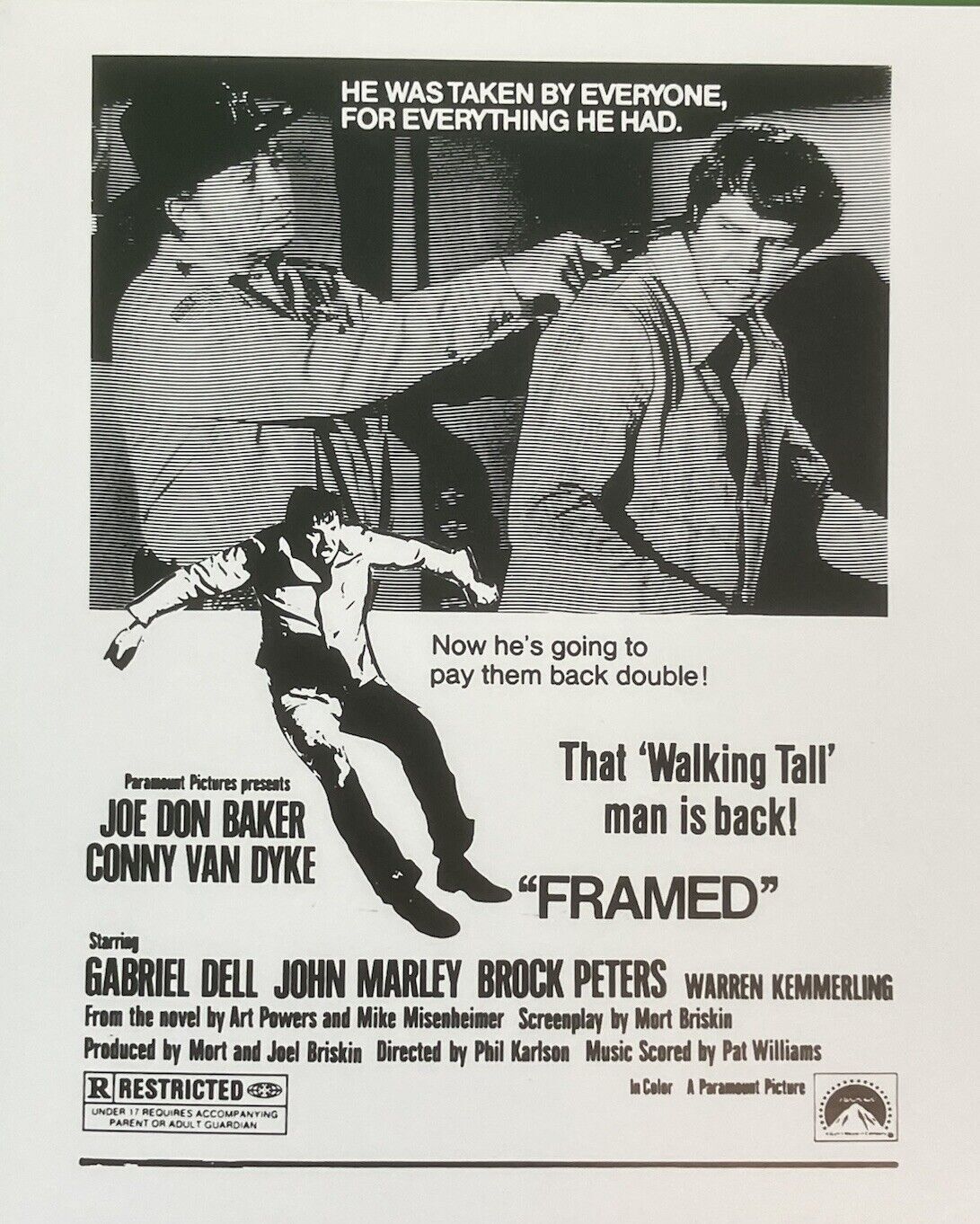 FRAMED Movie Mini Ad Sheet Vintage Promo Advertising Poster Clip Art