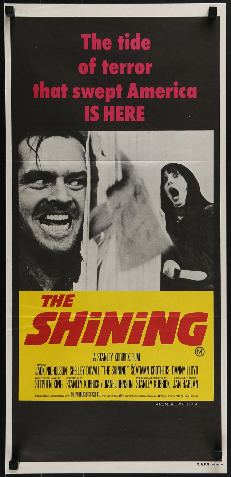 The Shining 1980 Australian Daybill Poster 13×28 Stanley Kubrick Nicholson