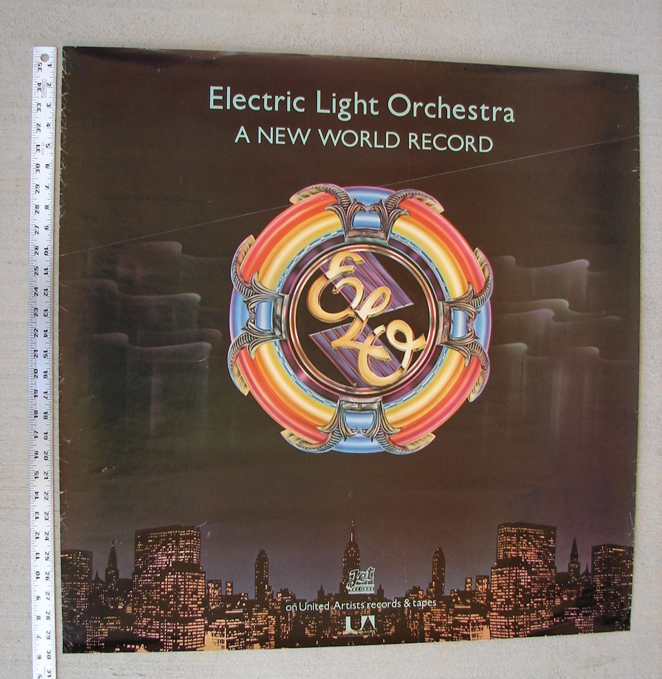 ELO A NEW WORLD RECORD 1976 Original UA/JET Promo Poster Jeff Lynne 30″ X 30″