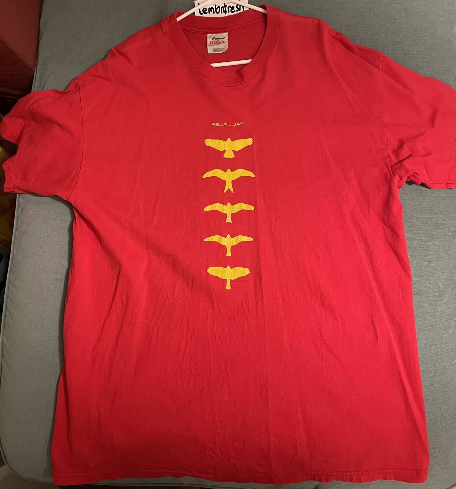 Pearl Jam vintage 1998 T-shirt XL Yield North American tour red birds Hanes PJ
