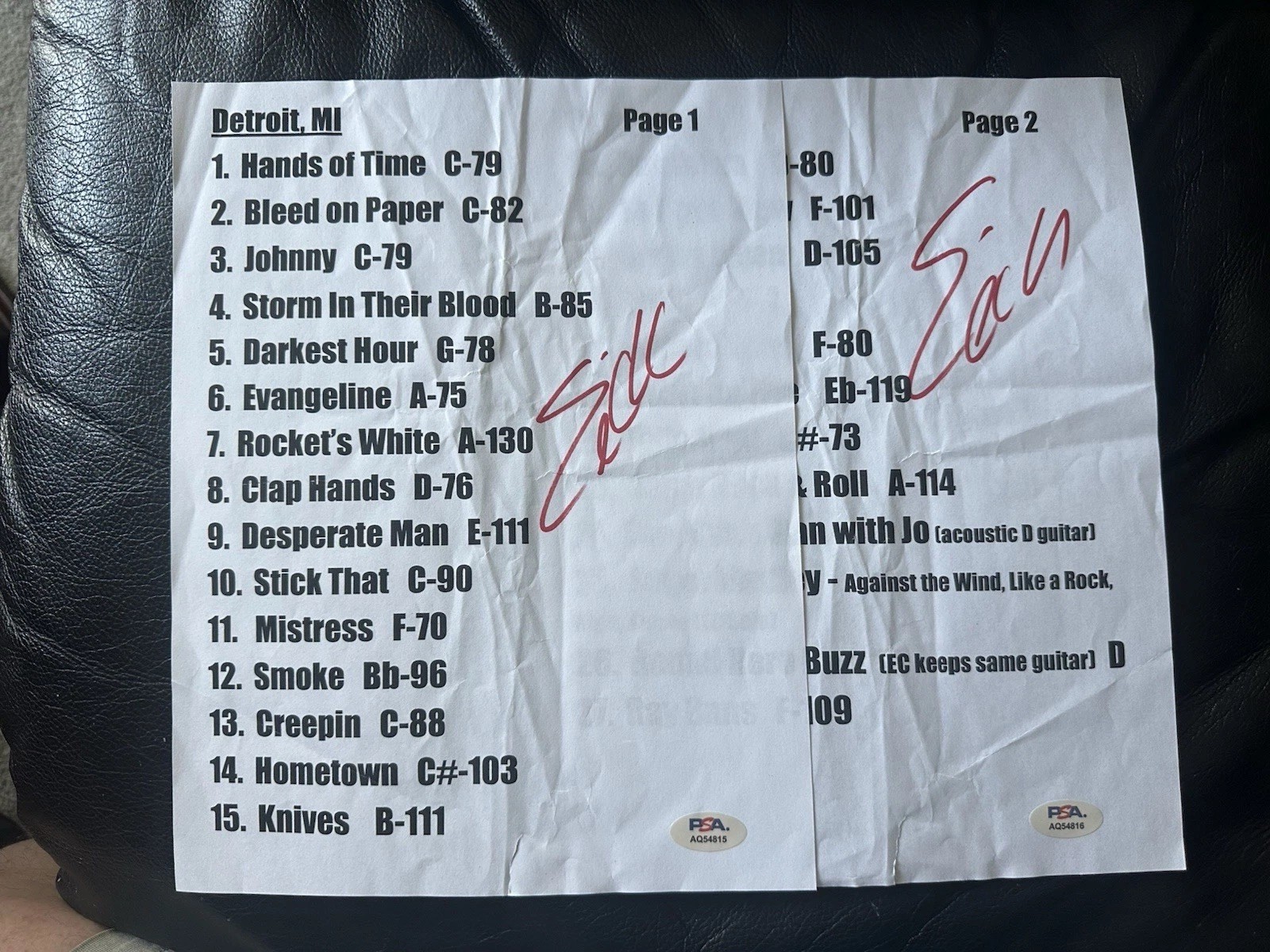 Eric Church Dual Signed 2025 Concert SetLists W/ Dual PSA COAs