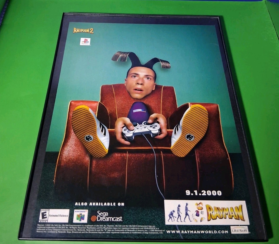 Rayman 2 Video Game Vintage 2000 Framed Print Ad 8.5×11