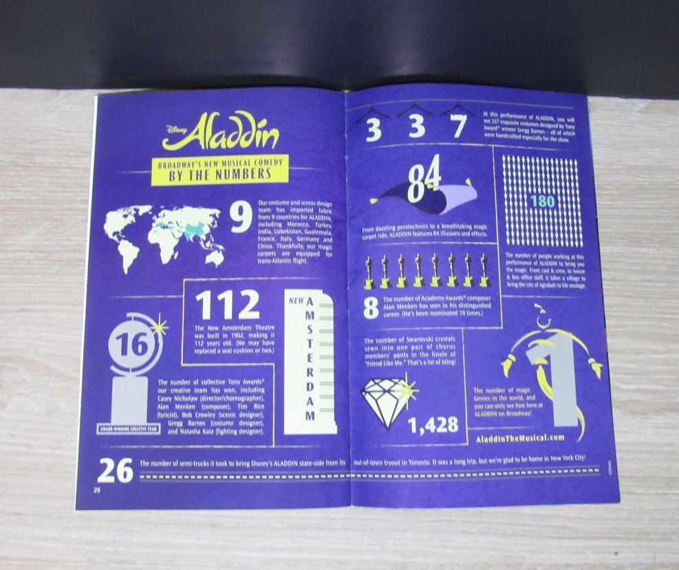 Showbill Aladdin Musical Program – Broadway 2014 – Signed