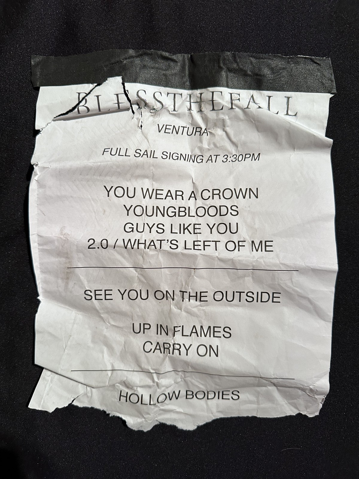 Blessthefall Vans Warped Tour 2015 Concert Setlist Beau Bokan Craig Mabbitt