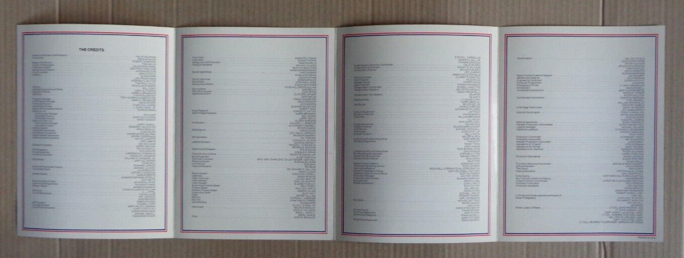 The Right Stuff 1983 Premiere Program Credit Sheet Ed Harris Sam Shepard