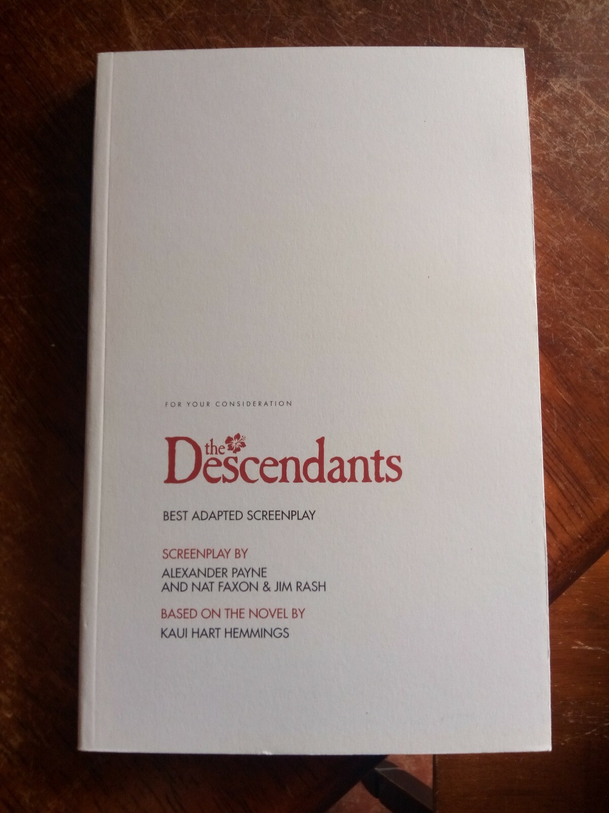 Alexander Payne THE DESCENDANTS Screenplay Won Oscar George Clooney Near Mint