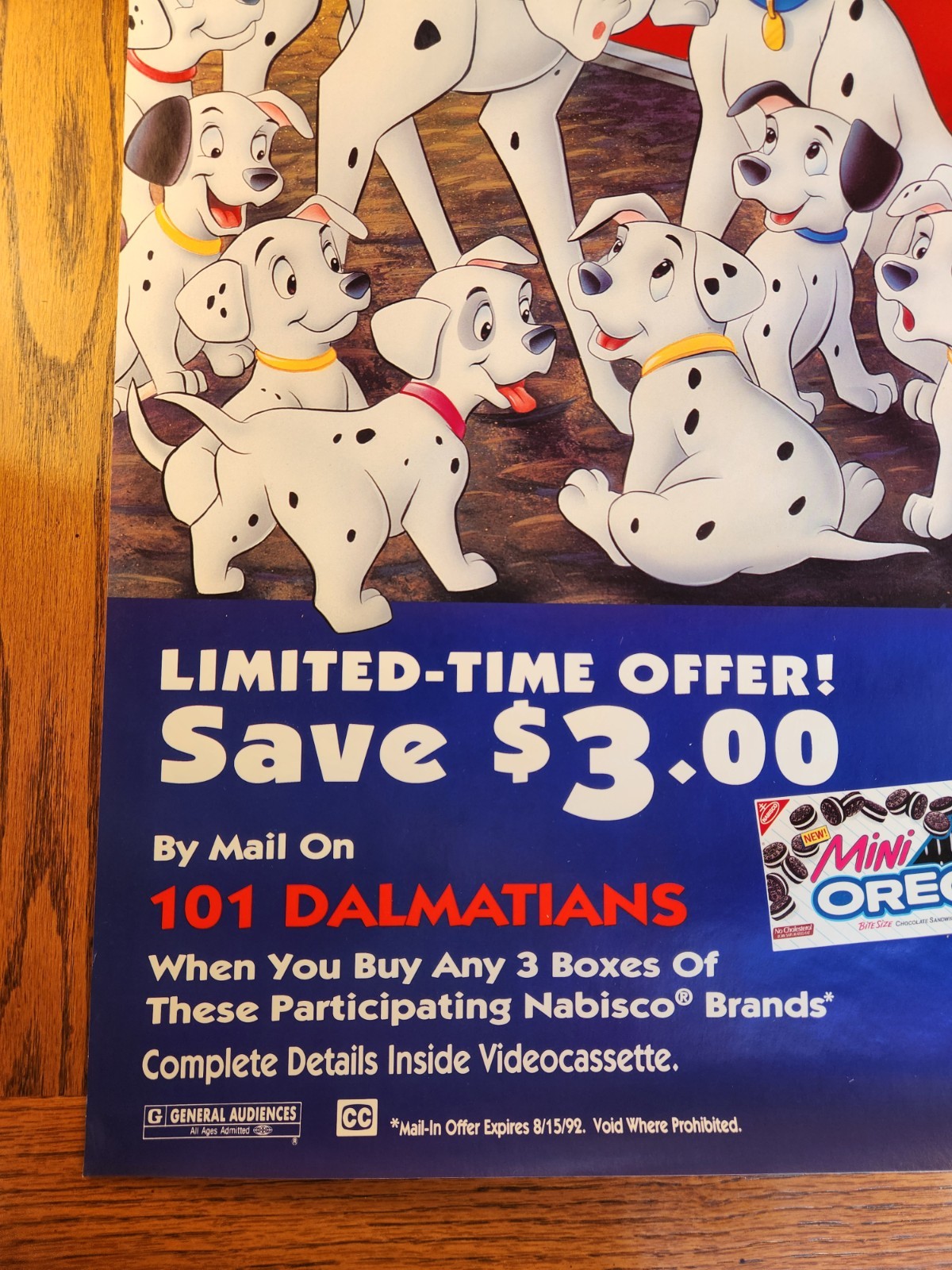 101 Dalmatians Original 1992 Video Poster 26 X 40 Rolled
