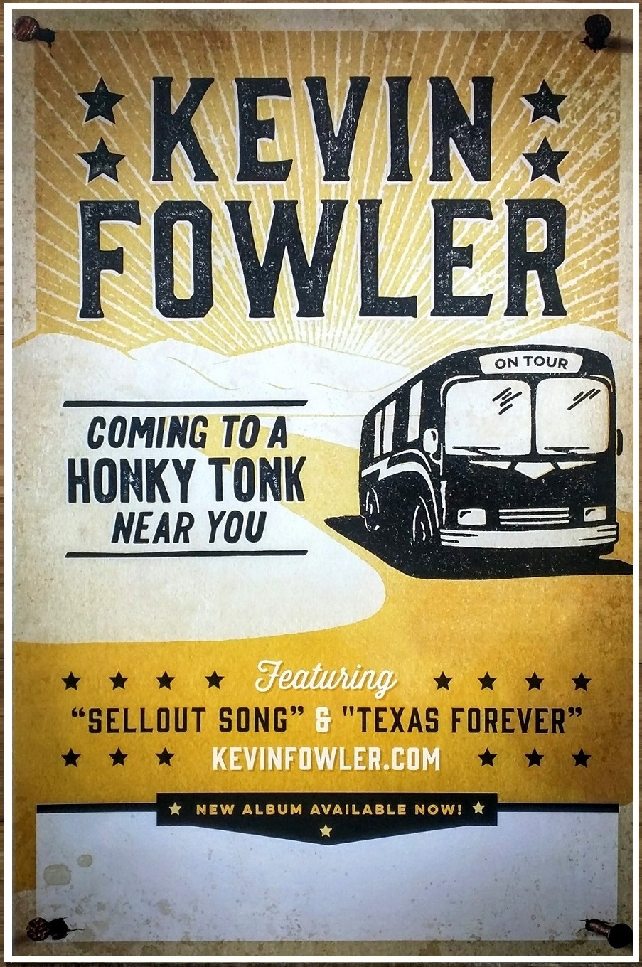 KEVIN FOWLER Coming To A Honky Tonk Ltd Ed RARE Tour Poster+BONUS Country Poster