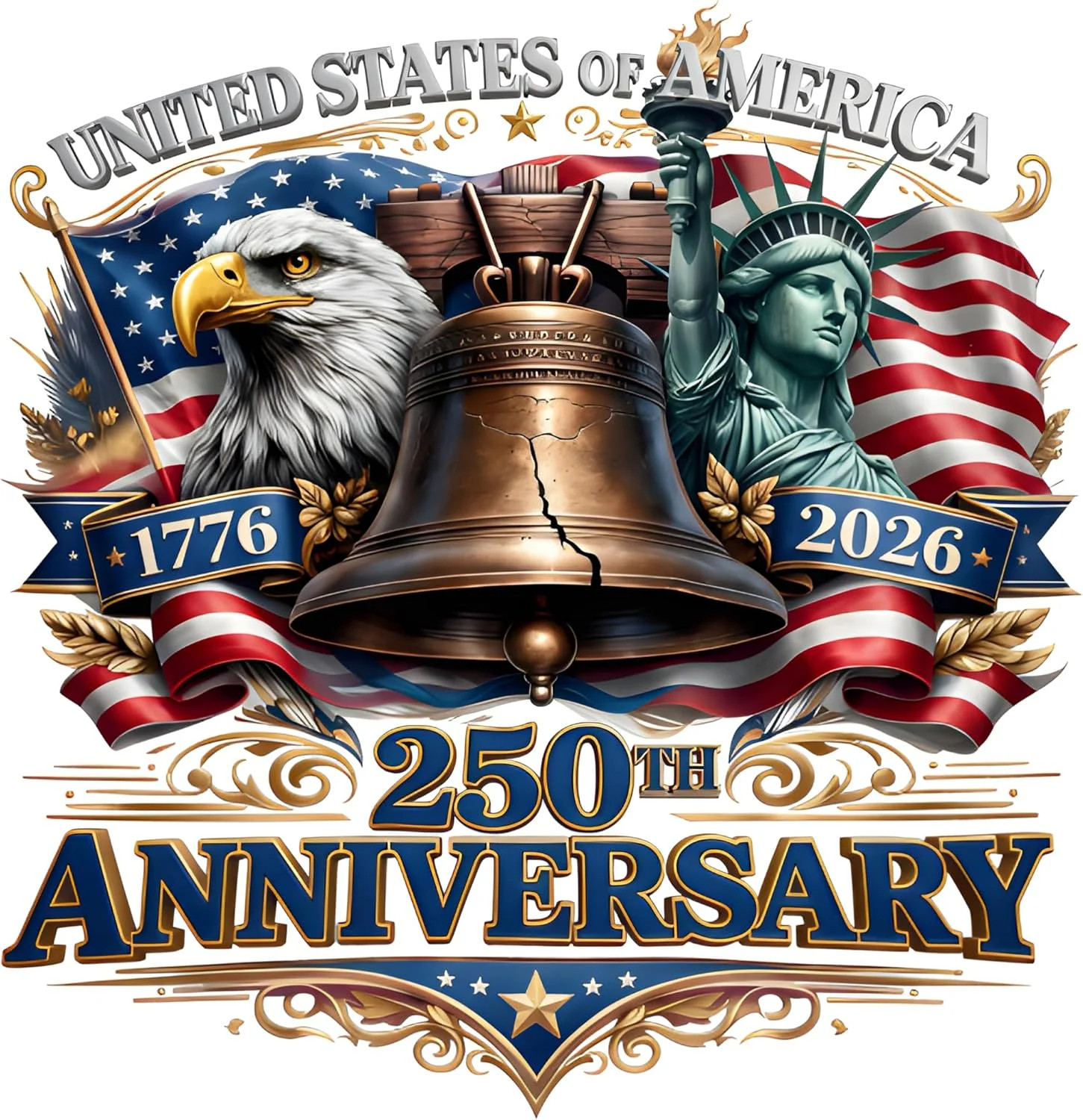 2pcs Car Window Stickers and Decals, USA 250th Anniversary Window Decal for Vehi