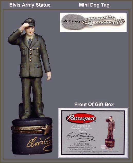 Elvis Presley In the Army PHB Porcelain Hinged Box Miniature Statue Midwest