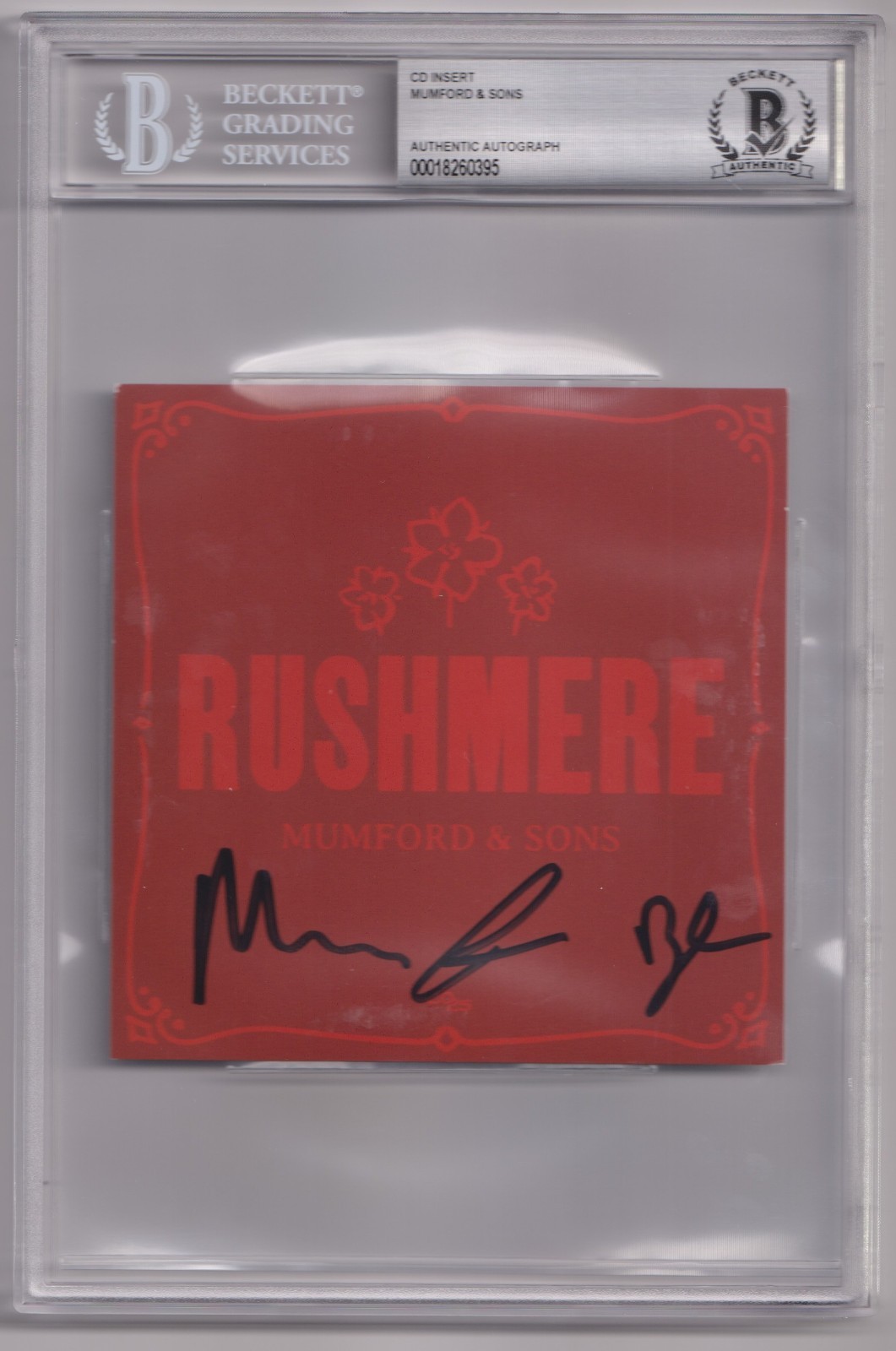 Mumford And Sons Rushmere Clear LP & SIGNED AUTO Photo Card BAS Beckett Slab