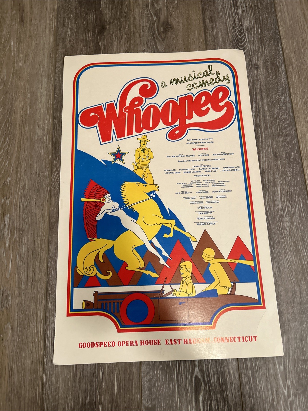 Whoopee A Musical Comedy 1978 Goodspeed Opera House Window Card Poster 22×14”