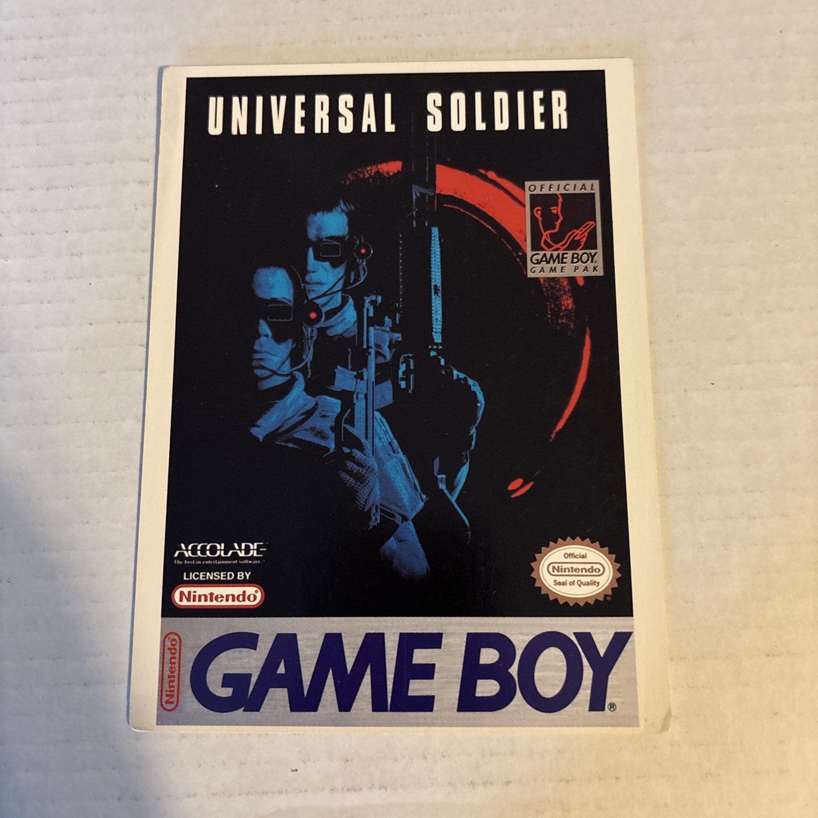 GameBoy Universal Soldier VIDPRO Card Toys R Us Display Card Rare