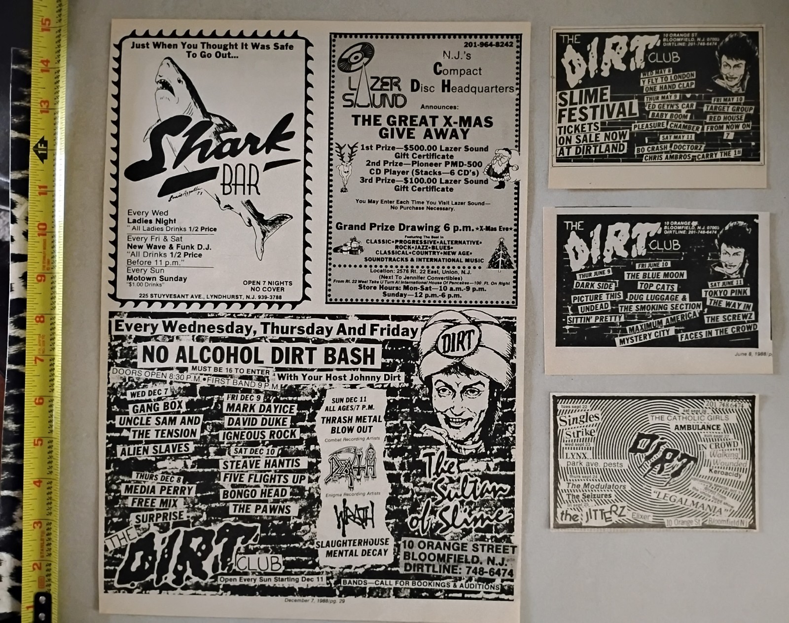 The Dirt Club Original 20 Concert Ad Lot Punk New Wave 1980s Slime Festival!!!!!