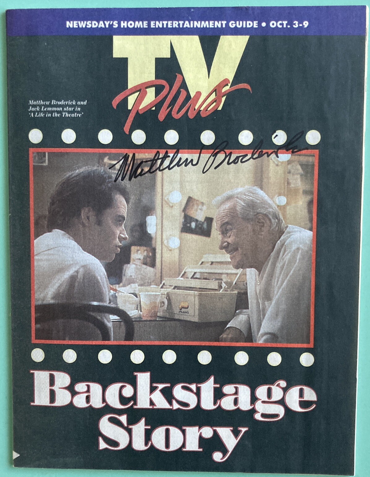Matthew Broderick Signed Local TV Guide Newsday October 3 1993 / LI NY Edition