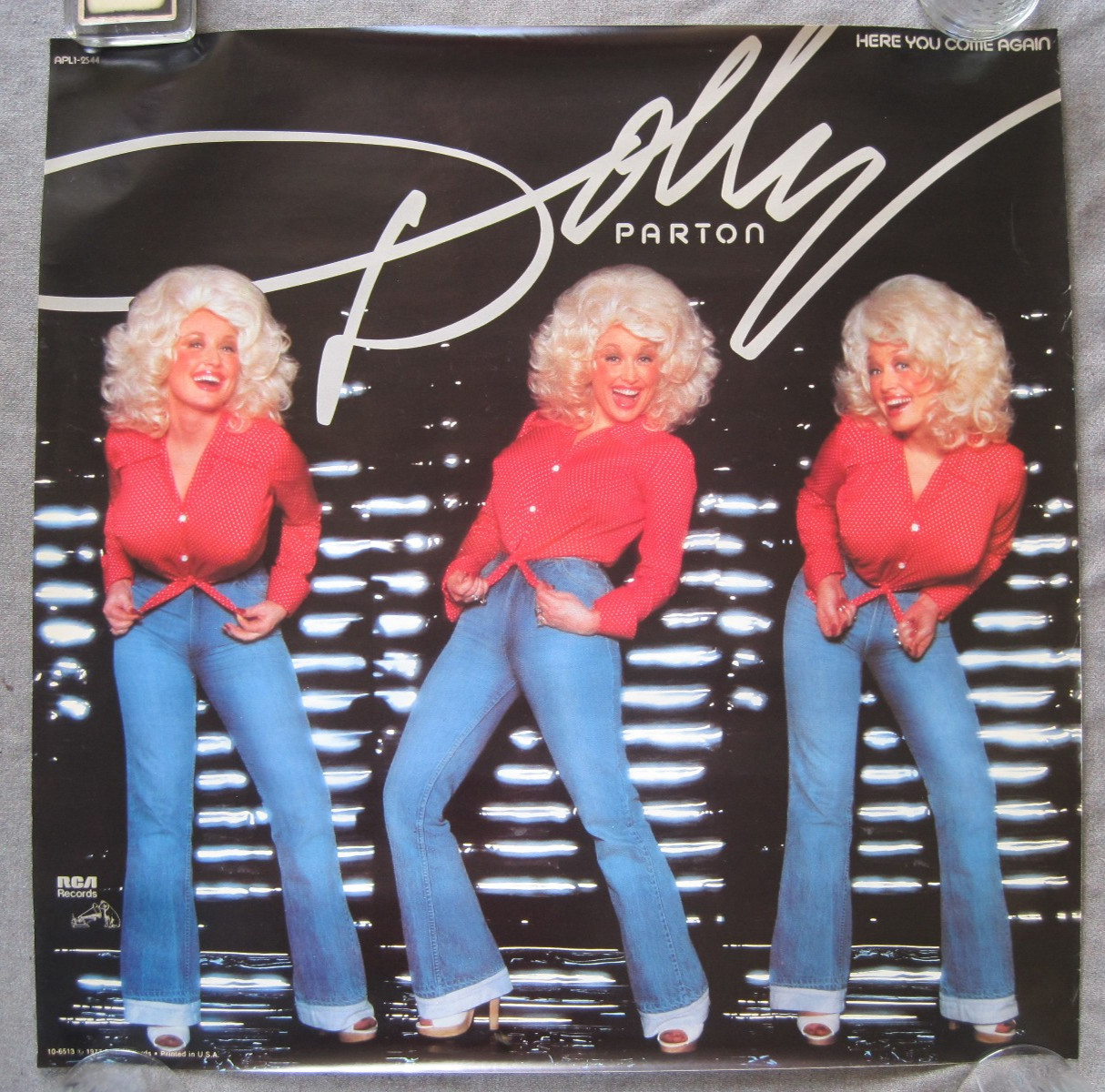 ORIGINAL VINTAGE 1977 DOLLY PARTON HERE YOU COME AGAIN PROMO POSTER 22 x 22″