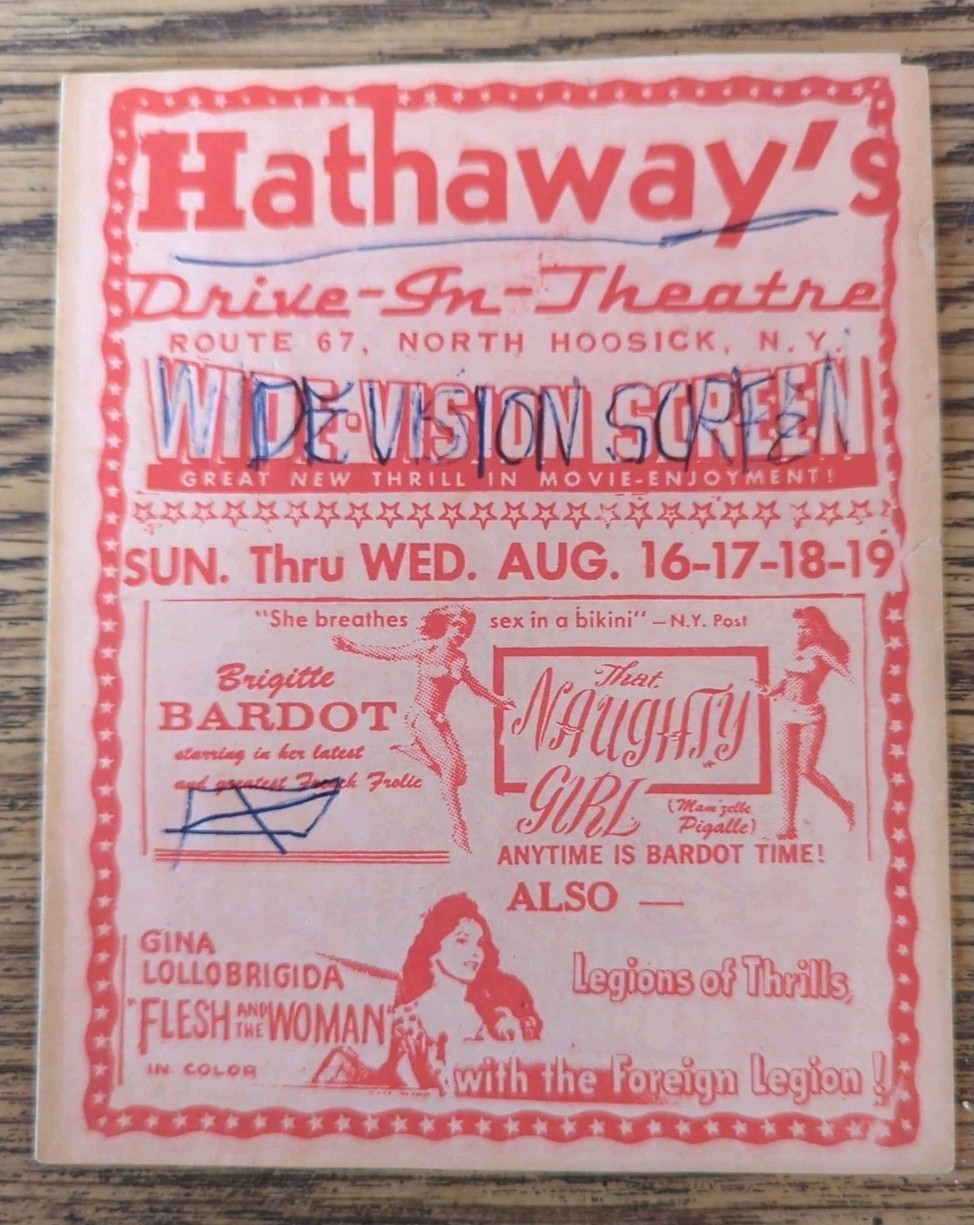 Vintage Hathaway’s North Hoosick New York NY Drive In Movie Theater Program