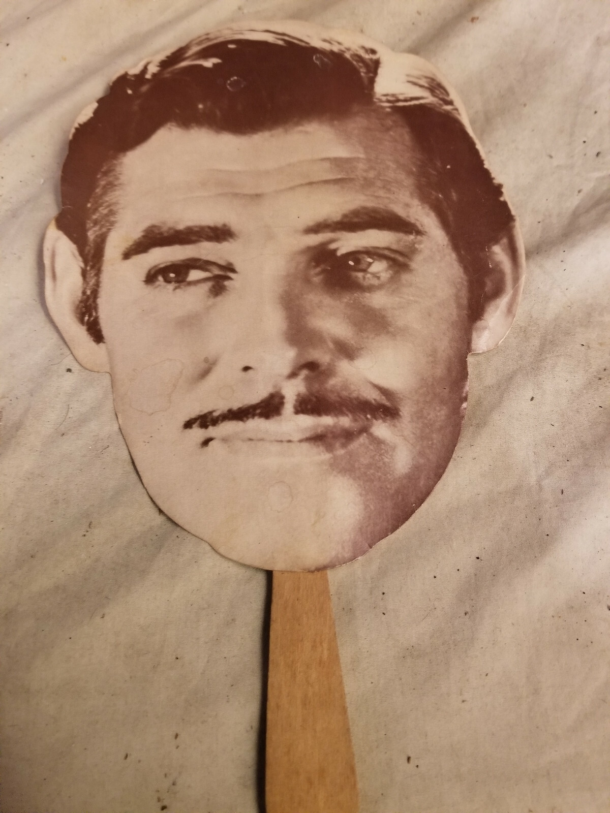 Vintage GWTW Clark GABLE Head FACE Museum Cardboard Paper Hand FAN Rhett BUTLER