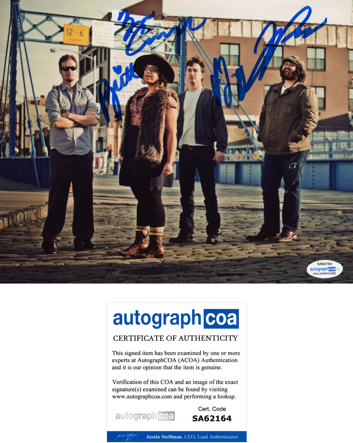 ALABAMA SHAKES All 4 signed 8×10 Photo PROOF c HOLD ON Brittany Howard ACOA COA