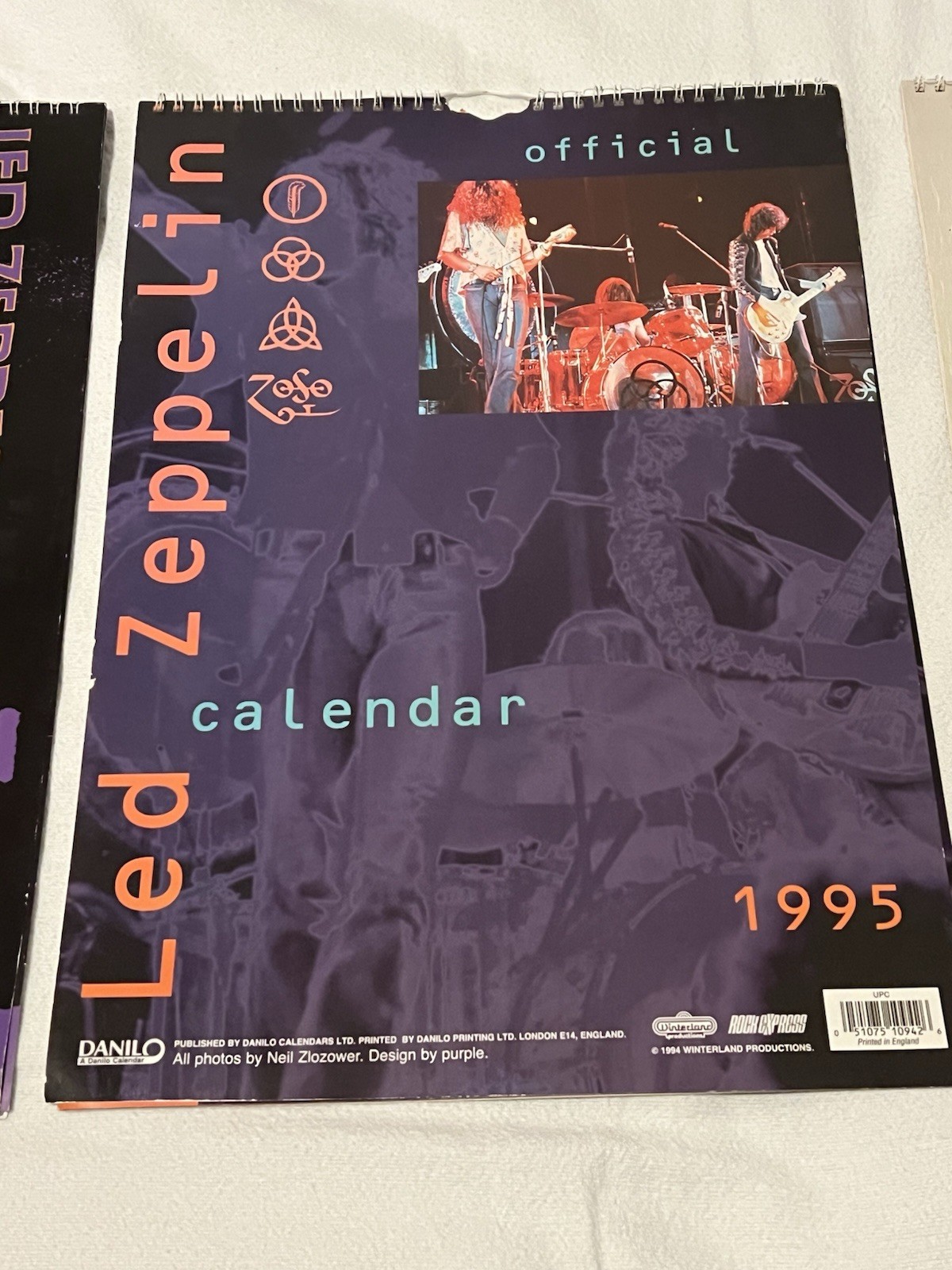 (3) Vintage Danilo Led Zeppelin Illustrated Wall Calendars 1994, 1995, 1996 VGC