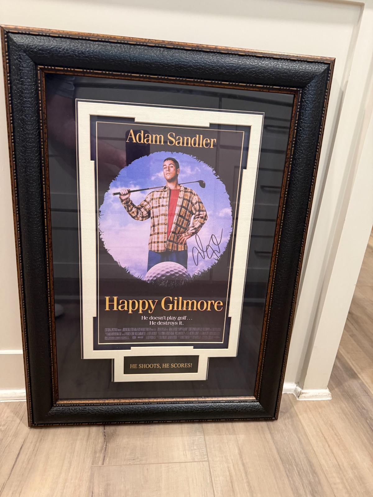 Adam Sandler Signed 30 X 22 ORIGINAL Happy Gilmore Poster Autographed FRAMED