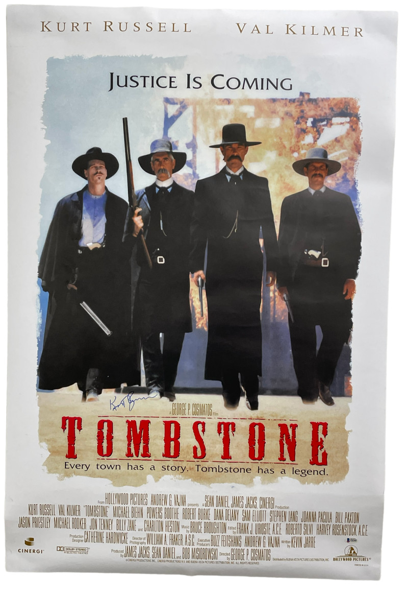 KURT RUSSELL SIGNED TOMBSTONE FULL SIZE MOVIE POSTER AUTHENTIC AUTOGRAPH BECKETT