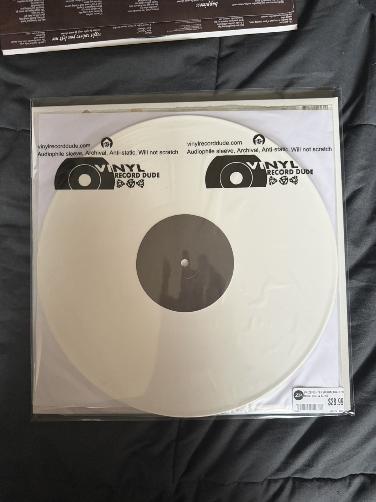 Signed Cover Mumford & Sons- Prizefighter [Indie Exclusive White LP]