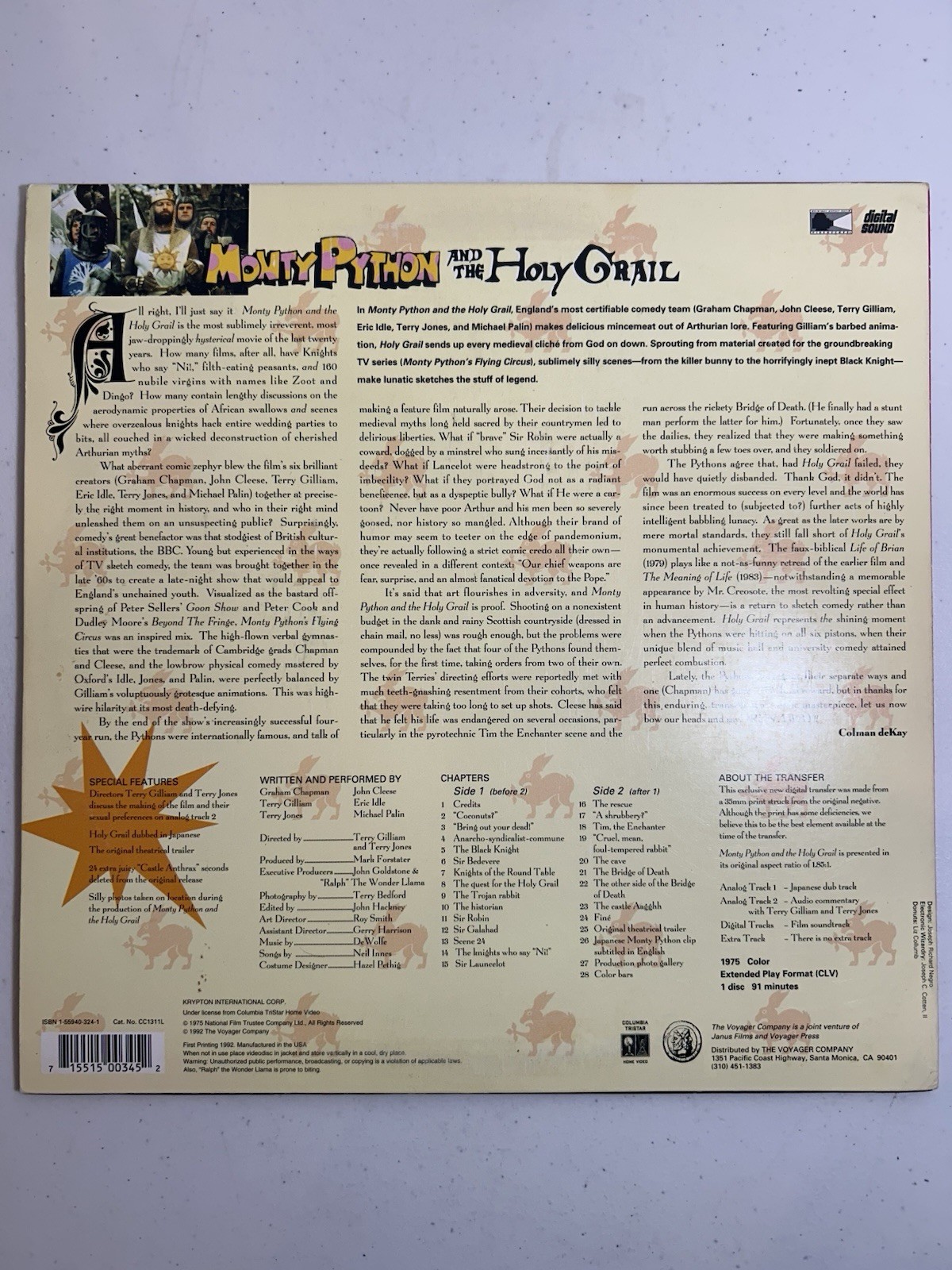 SIGNED Monty Python Holy Grail LaserDisc John Cleese & Terry Jones + Photo Proof