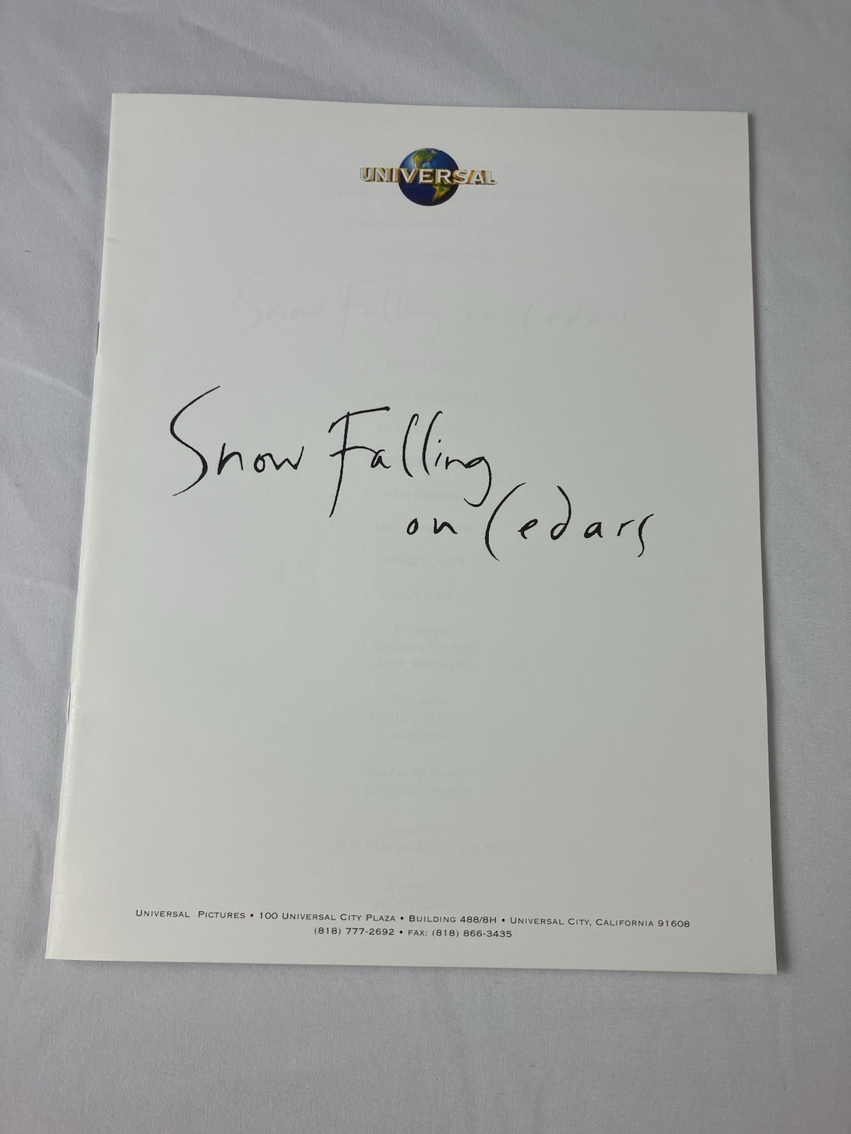 Press Kit SNOW FALLING ON CEDARS Movie 1999 Photo Production Booklet Ethan Hawke